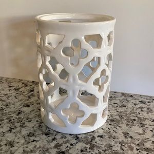 White Glass Candle Holder